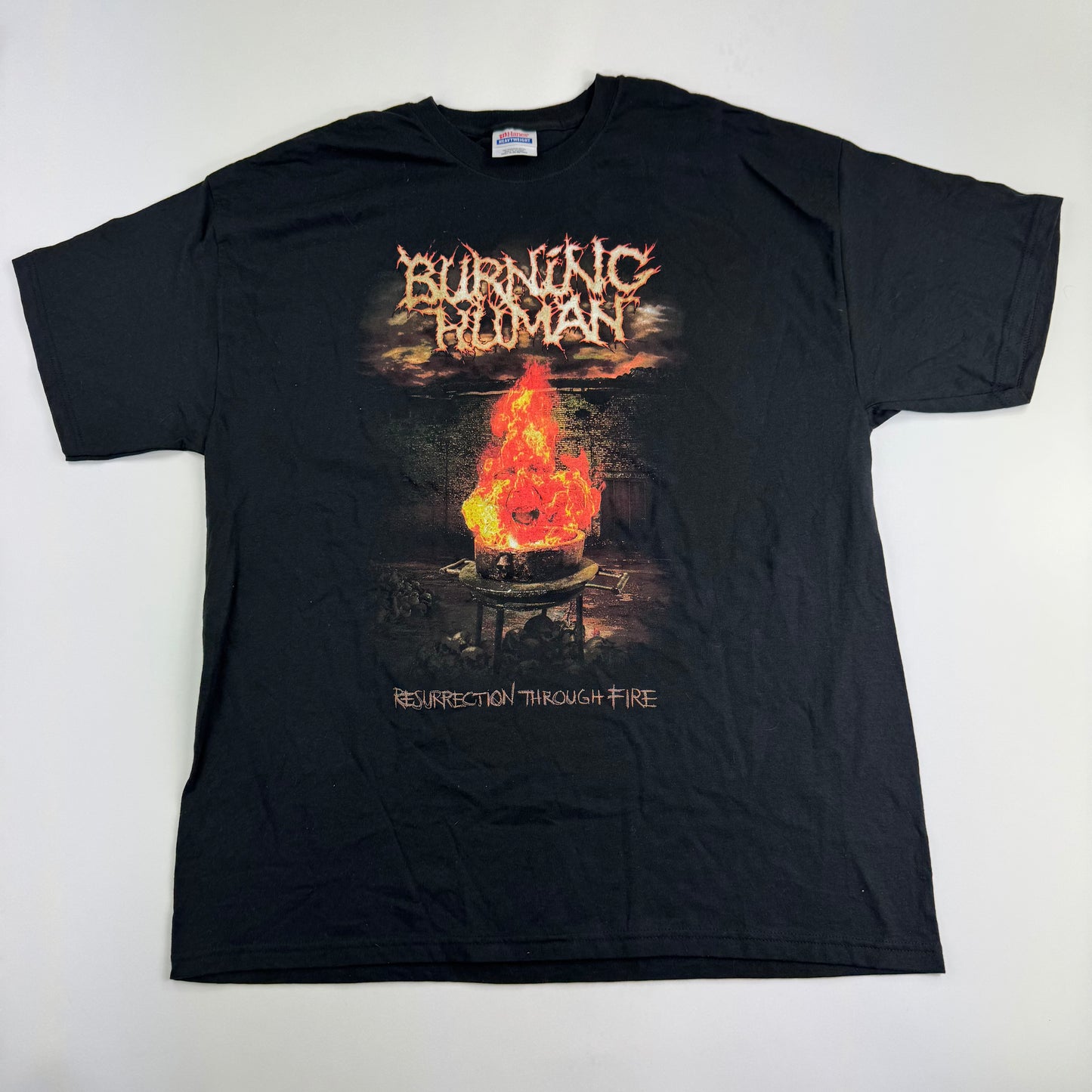 Vintage 2000s Burning Human Shirt XL Resurrection Through Fire