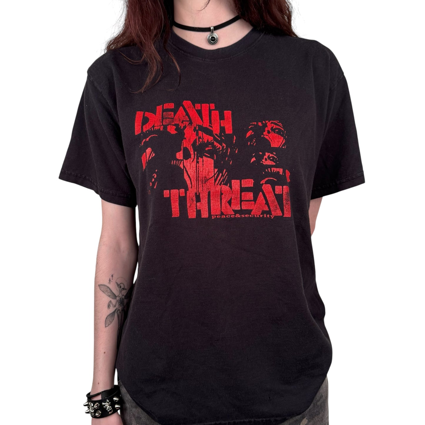 Vintage 2000 Death Threat Shirt Small Peace & Security