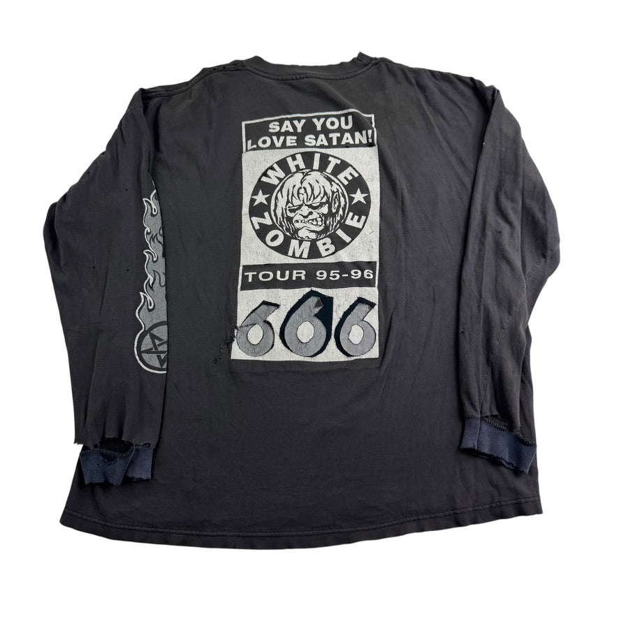Vintage 1995 White Zombie Long Sleeve Shirt XL Say You Love Satan