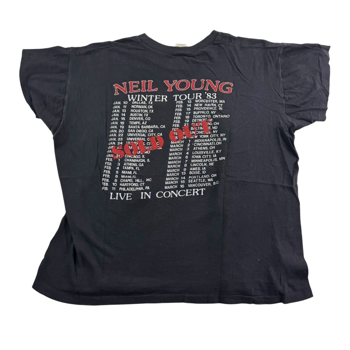 Vintage 1983 Neil Young Shirt Medium Solo