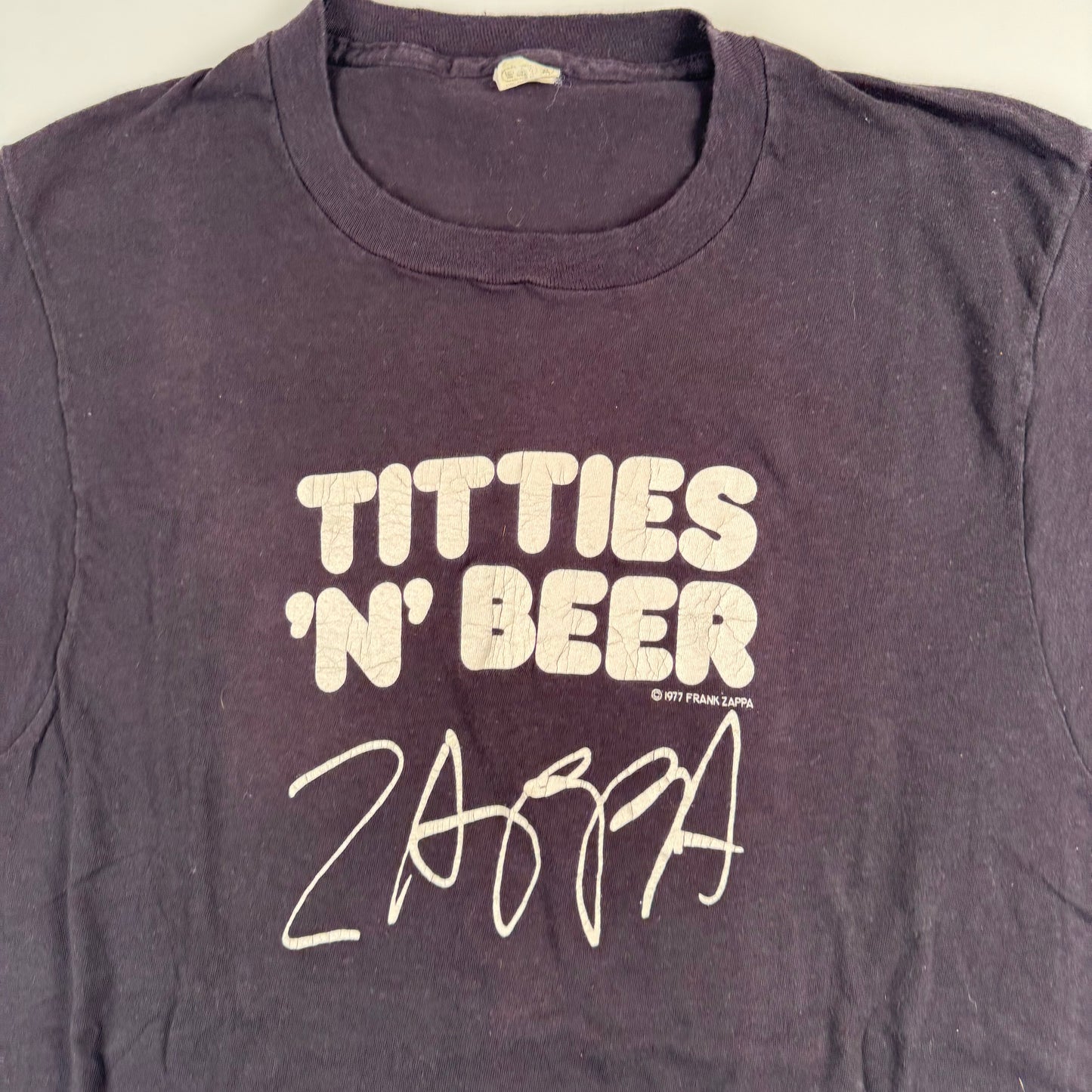 Vintage 80s Frank Zappa Shirt Large Titties N Beer