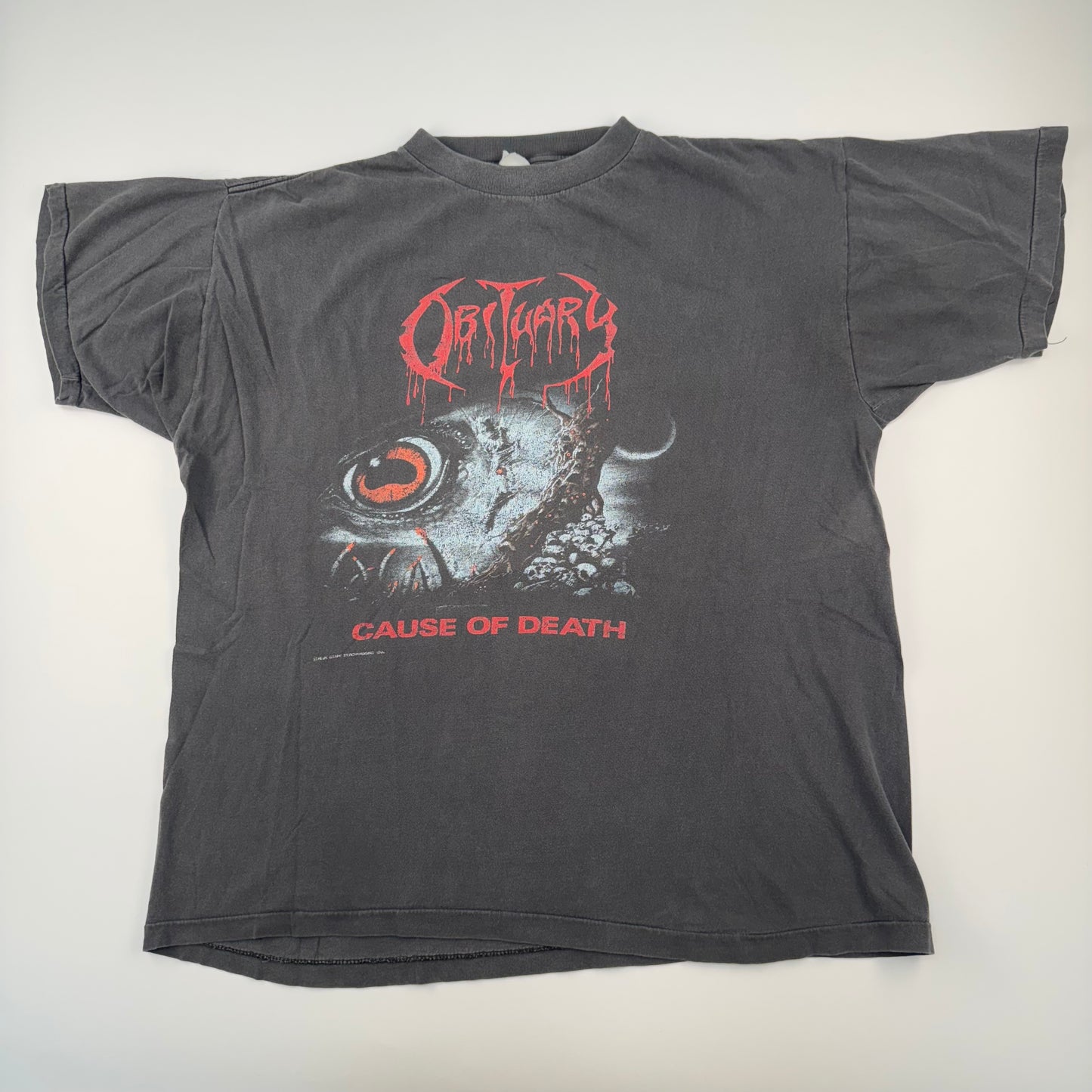 Vintage 1990 Obituary Shirt Cause Of Death XL European Tour