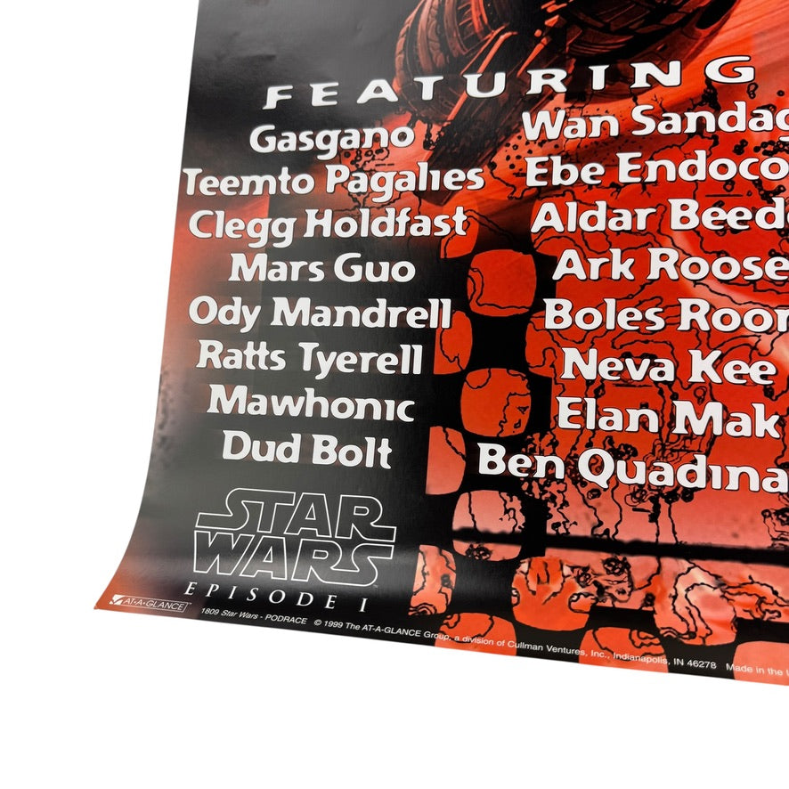 Vintage 1999 Star Wars Episode 1 Poster Pod Racing