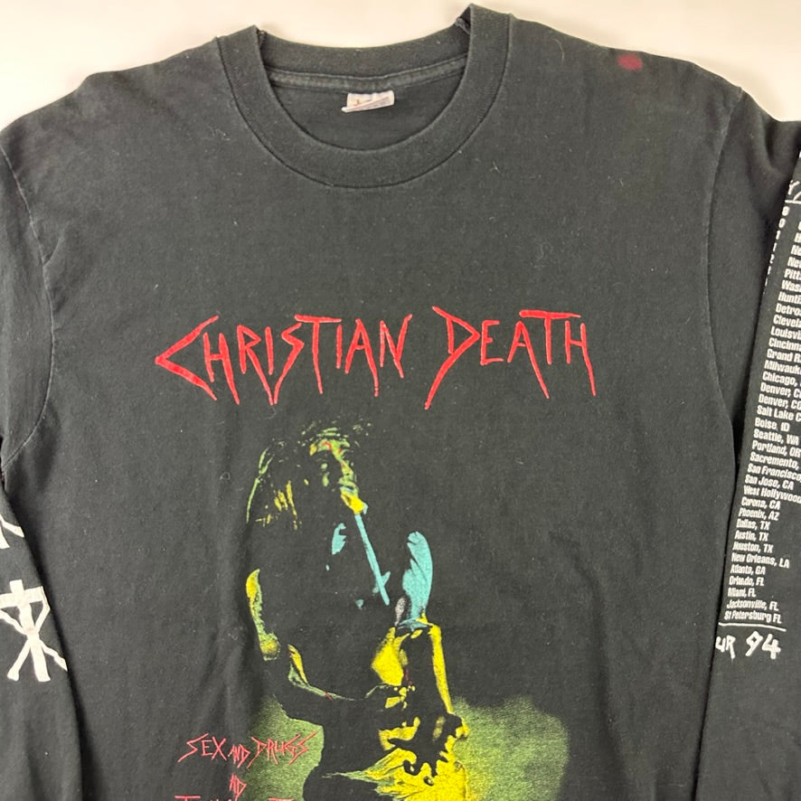 Vintage 1994 Christian Death Long Sleeve Shirt Large Sex And Drugs