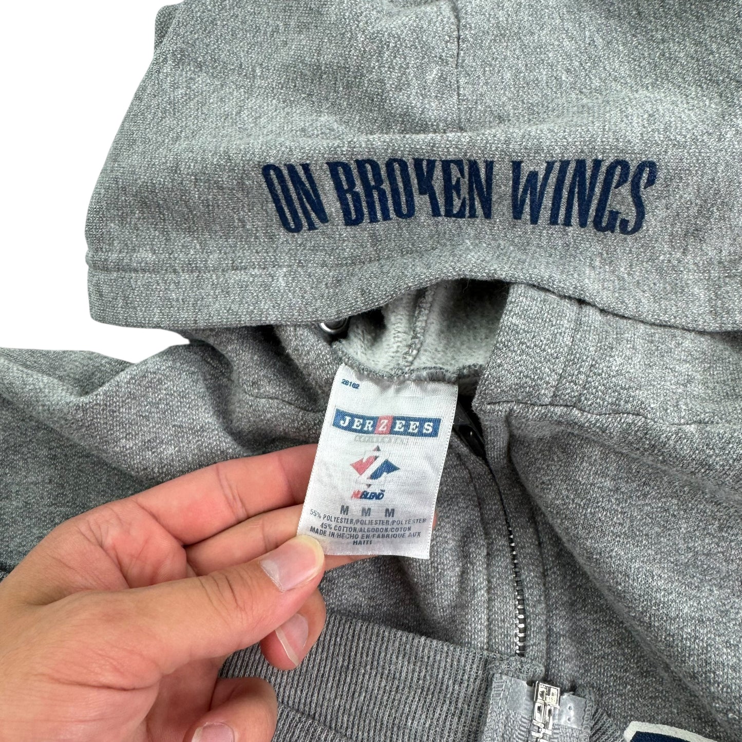 Vintage 2000s On Broken Wings Zip Up Sweatshirt Medium