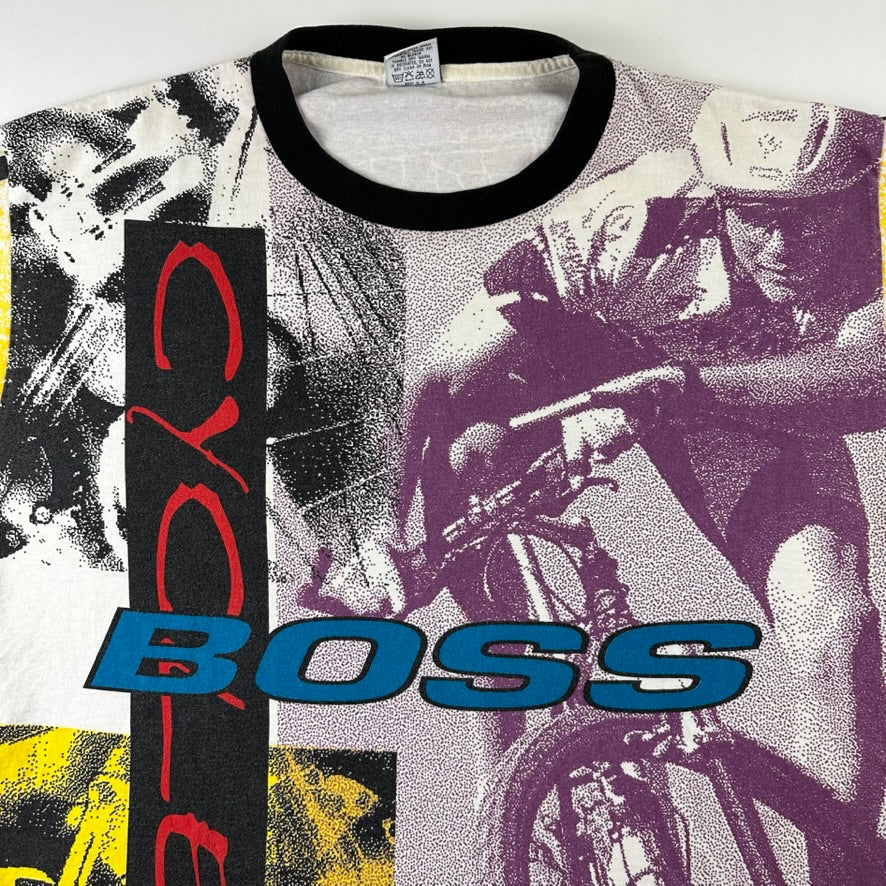 Vintage 90s Boss Cycle Shirt XL All Over Print