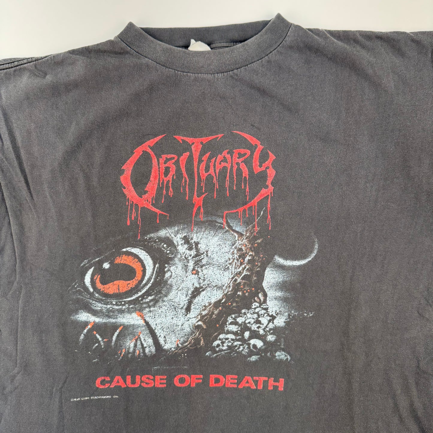 Vintage 1990 Obituary Shirt Cause Of Death XL European Tour
