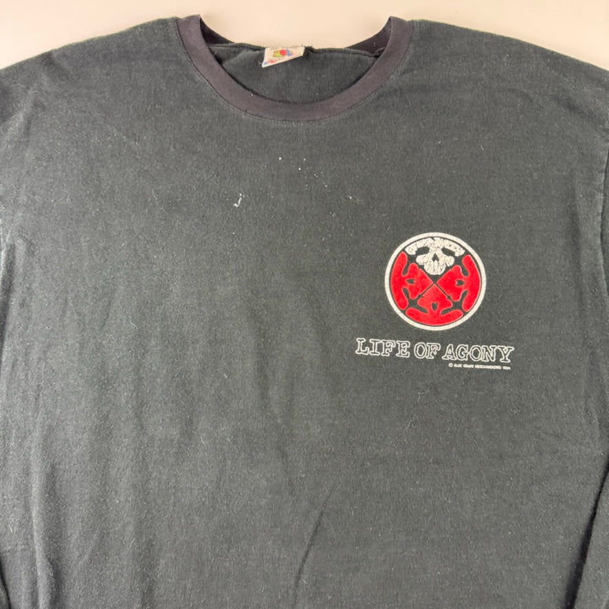 Vintage 1994 Life Of Agony Cropped Long Sleeve Shirt XL Smoke Em All