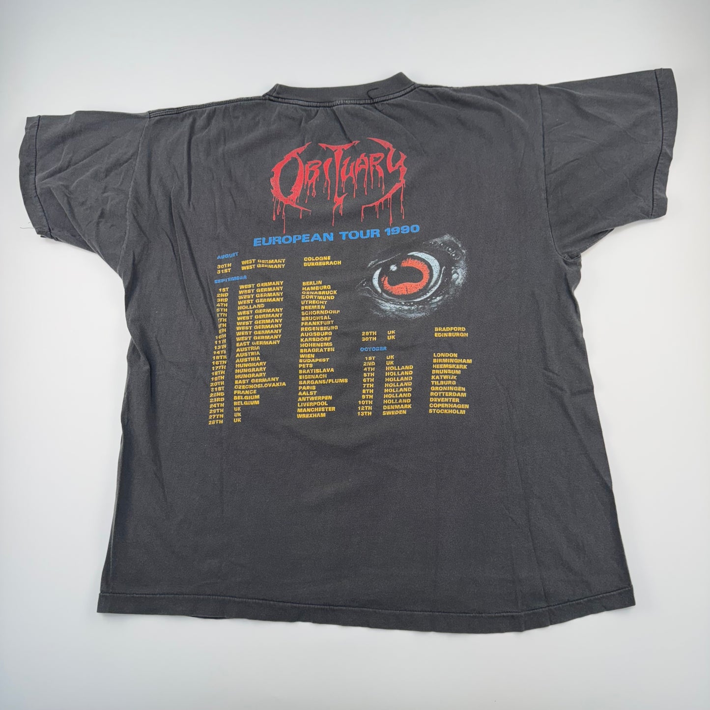 Vintage 1990 Obituary Shirt Cause Of Death XL European Tour