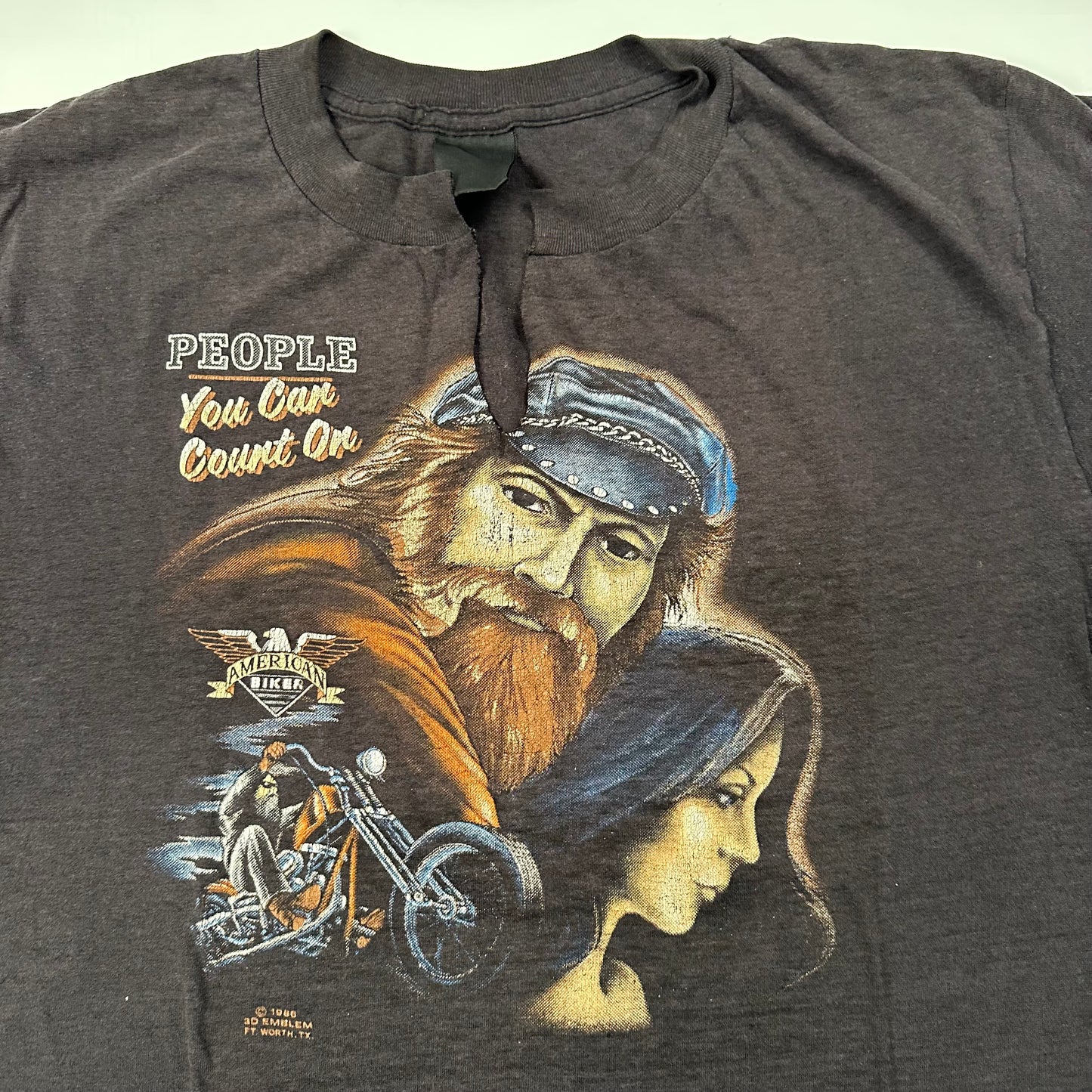 Vintage 1986 Harley Davidson Shirt Large People You Can Count On 3D Emblem