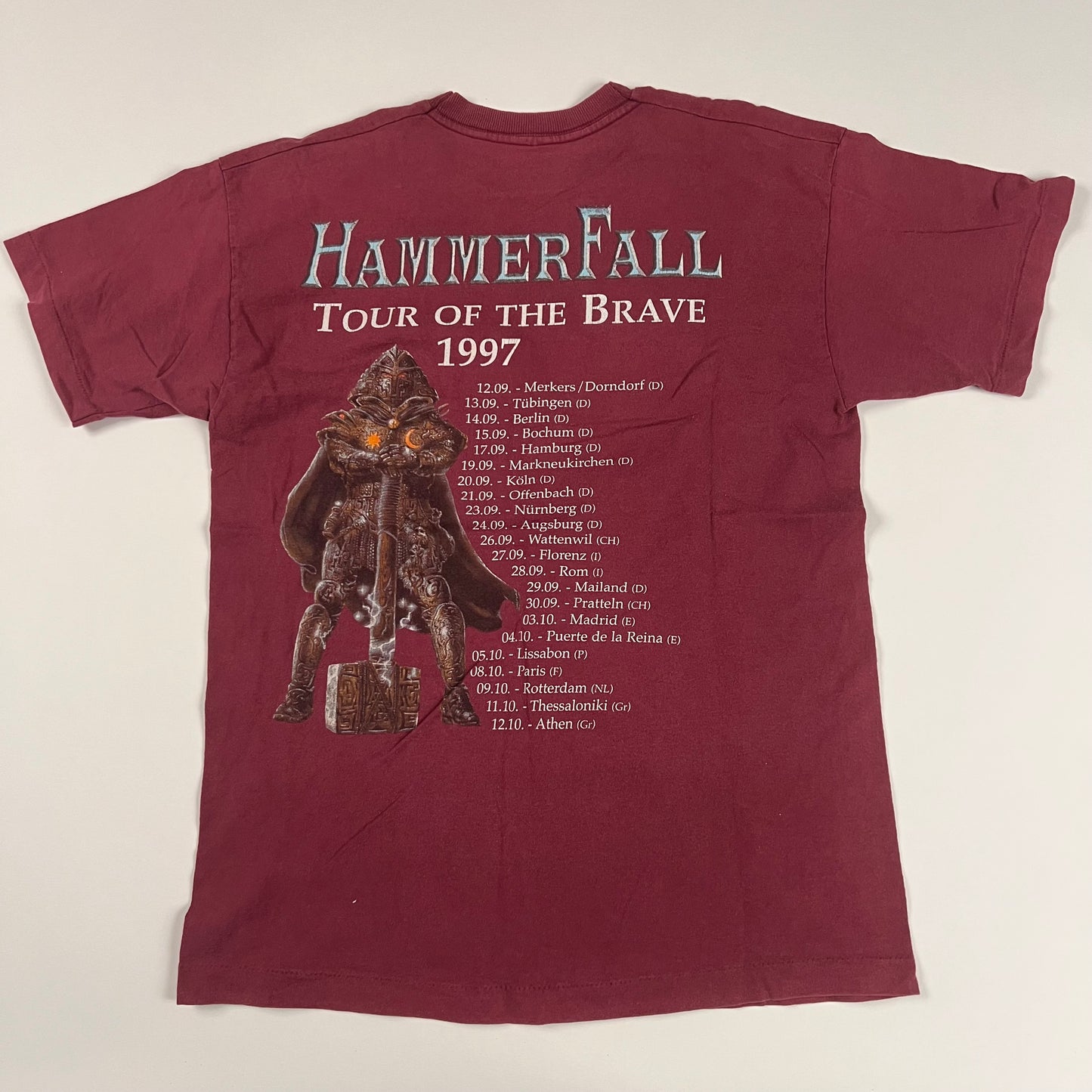 Vintage 1997 Hammerfall Shirt Large Tour Of The Brave