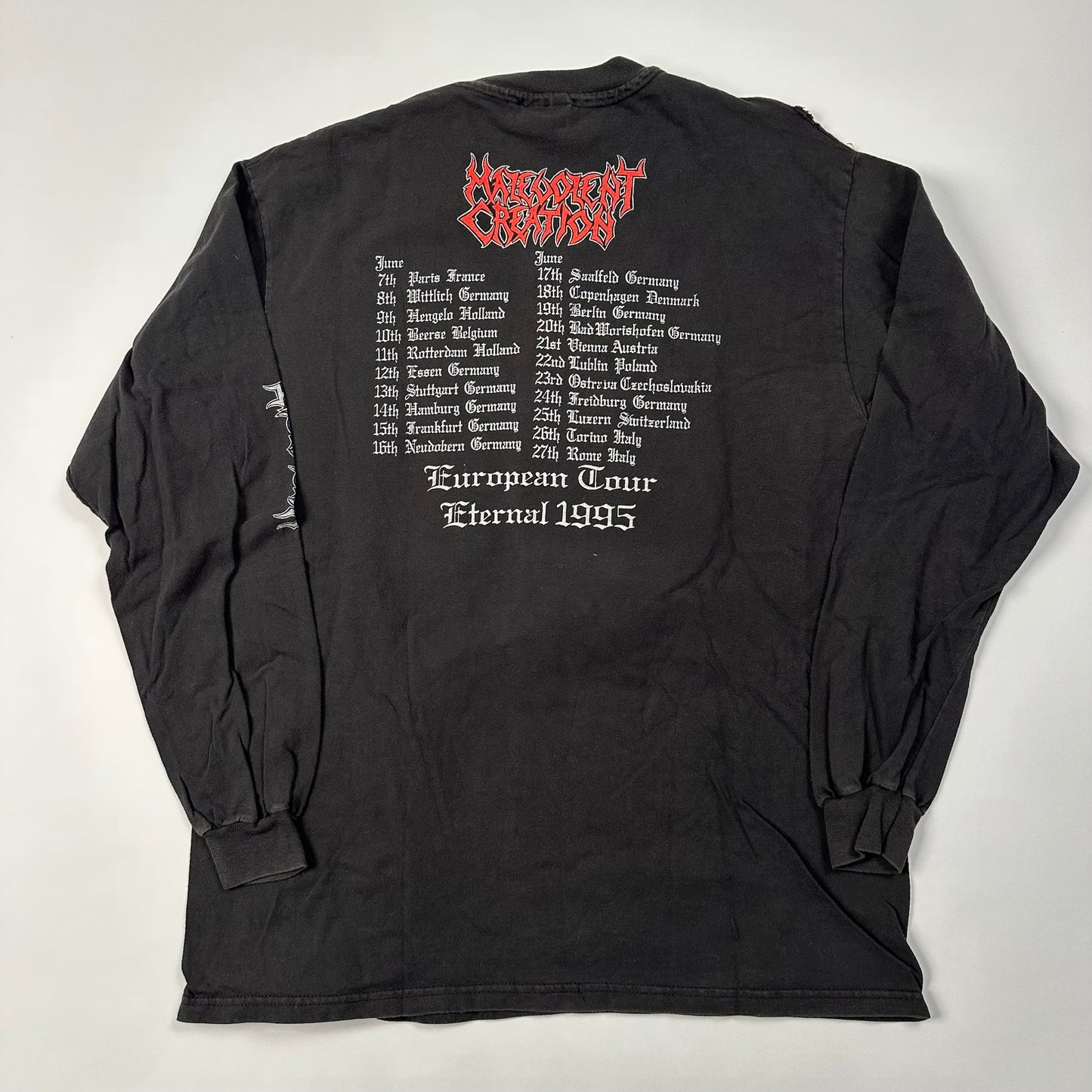 Vintage 1995 Malevolent Creation Long Sleeve Shirt Large European Tour External