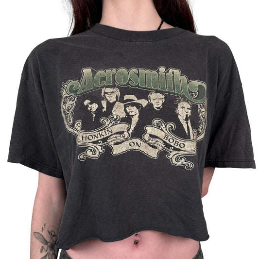Vintage 90s Aerosmith Cropped Shirt Small Honkin