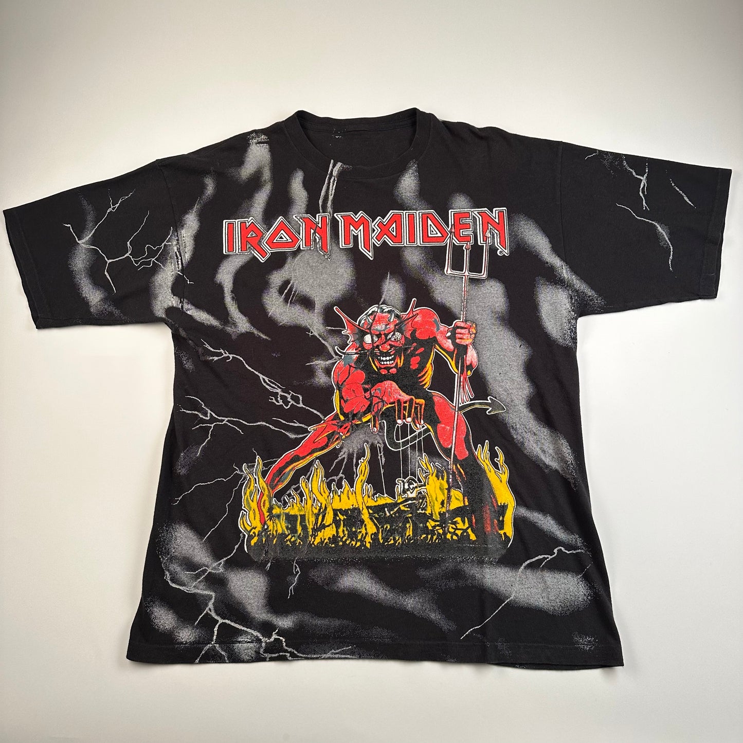 Vintage 90s Iron Maiden Shirt XL All Over Print The Number Of The Beast