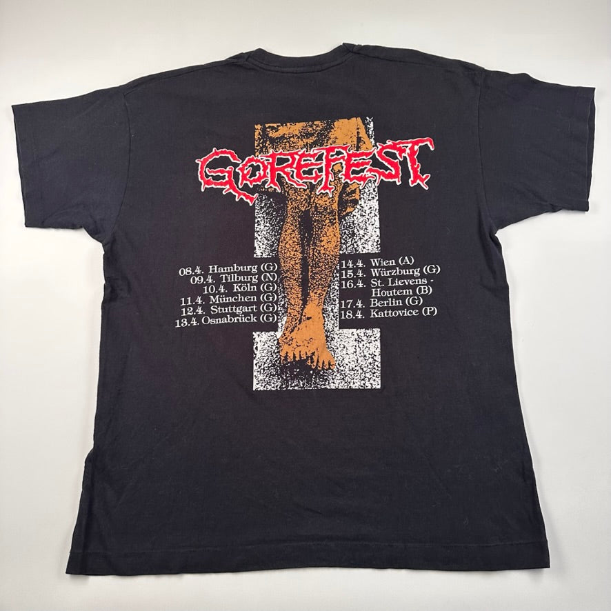 Vintage 90s Gorefest Shirt Large European Tour