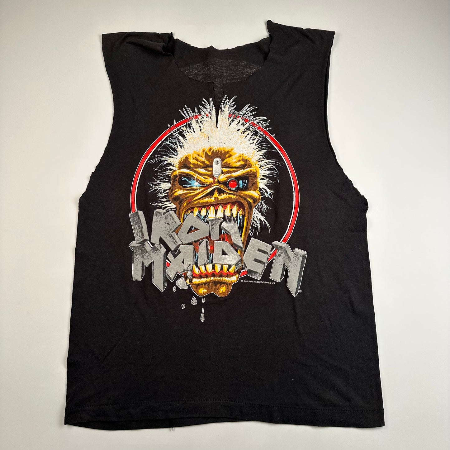 Vintage 1988 Iron Maiden Sleeveless Shirt Medium Seventh Son