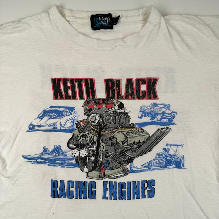 Vintage 80s Keith Black Shirt Large Racing Engines