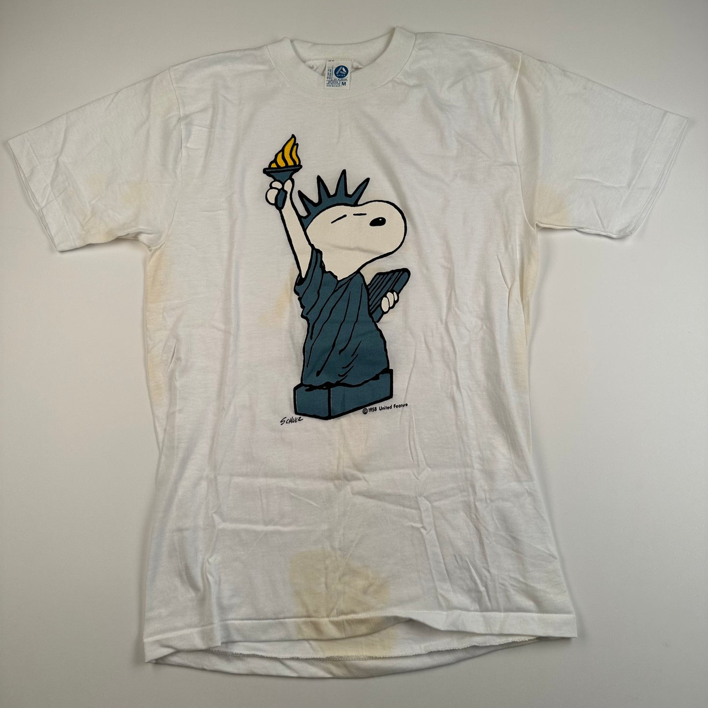 Vintage 70s Snoopy Statue Of Liberty Shirt Medium