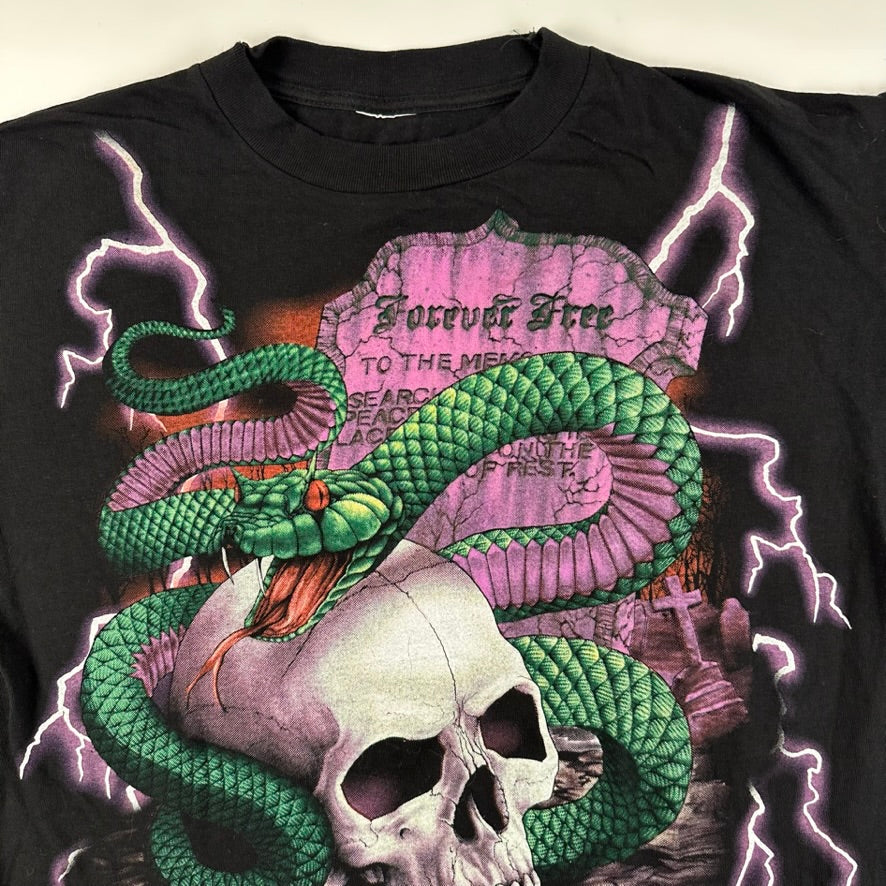 Vintage 90s American Thunder Shirt Snake Skull Lightning