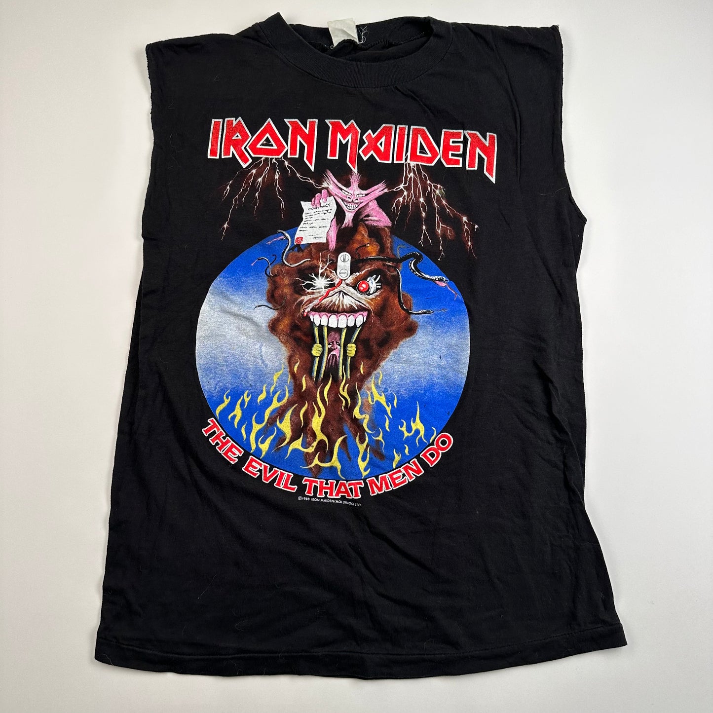 Vintage 1988 Iron Maiden Sleeveless Shirt Medium The Evil That Men Do