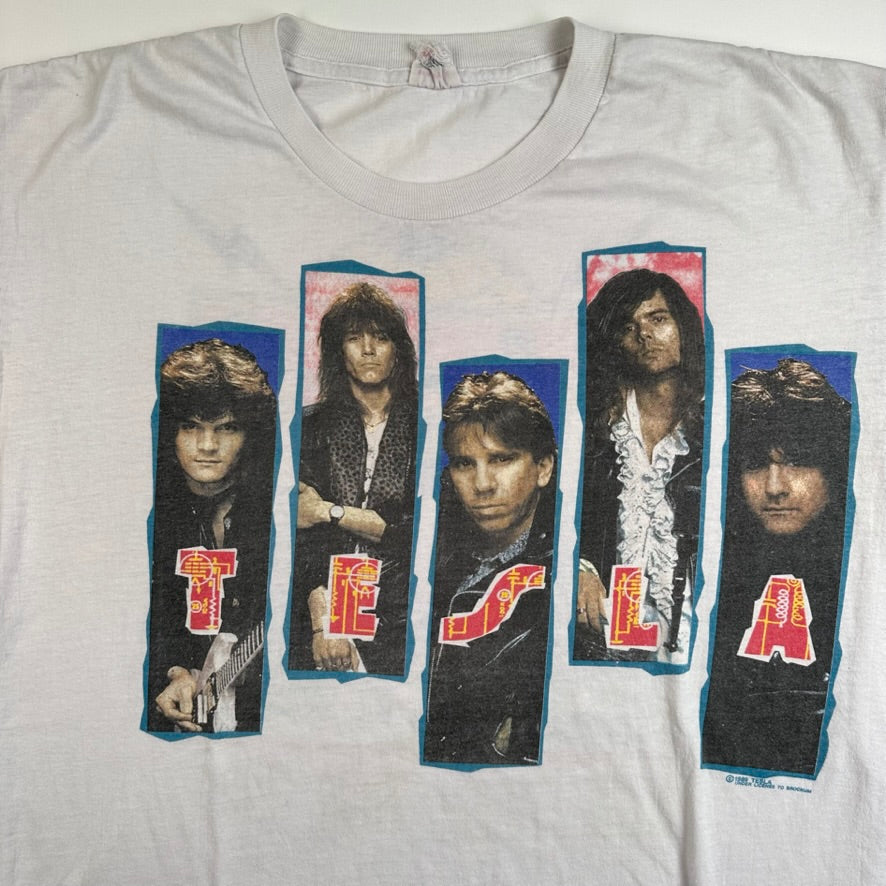 Vintage 1989 Tesla Shirt Large Hang Tough Tough