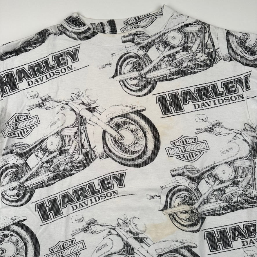 Vintage 90s Harley Davidson Shirt Large All Over Print