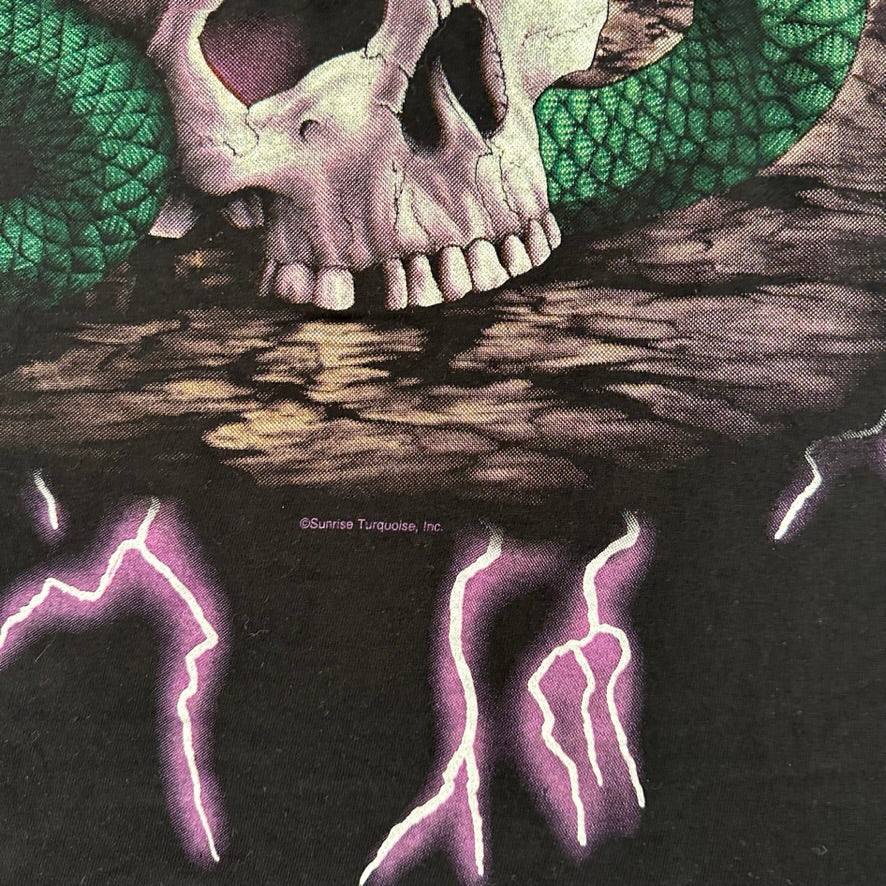 Vintage 90s American Thunder Shirt Snake Skull Lightning