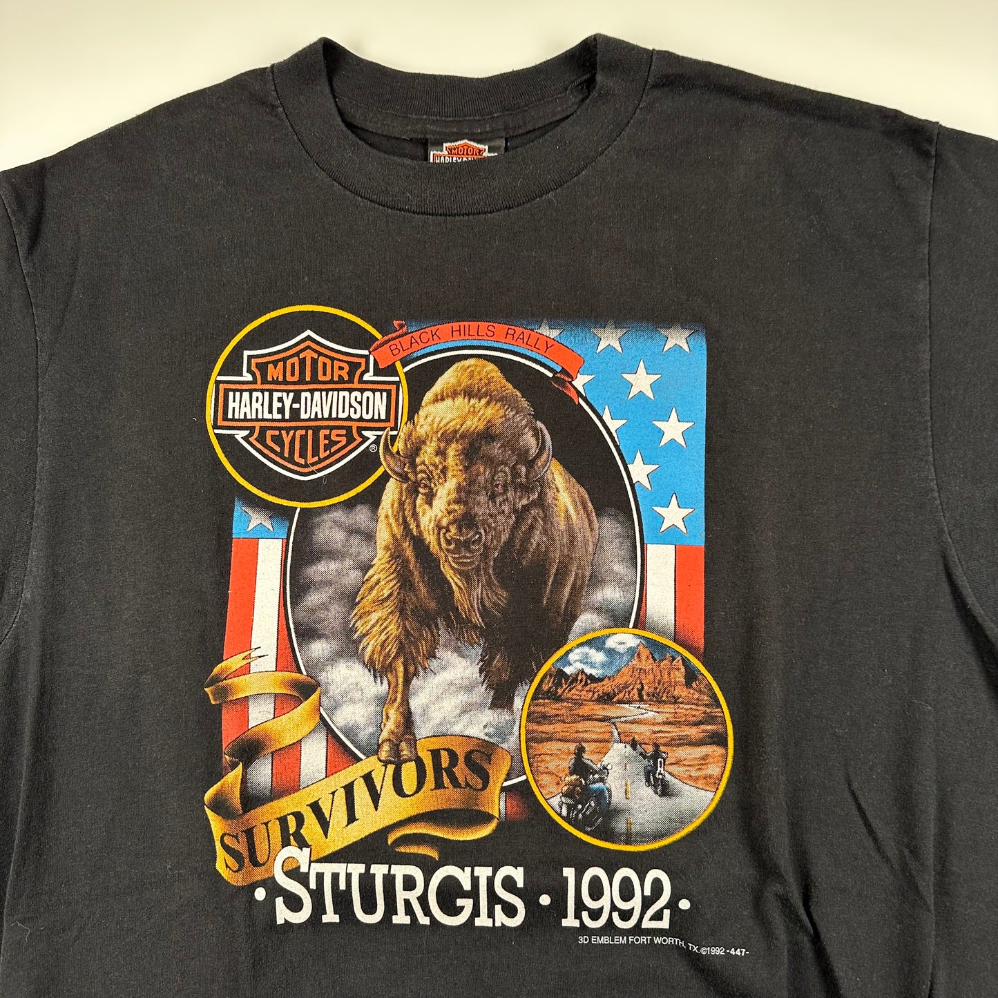 Vintage 1992 Harley Davidson Shirt XL Sturgis 3D Emblem