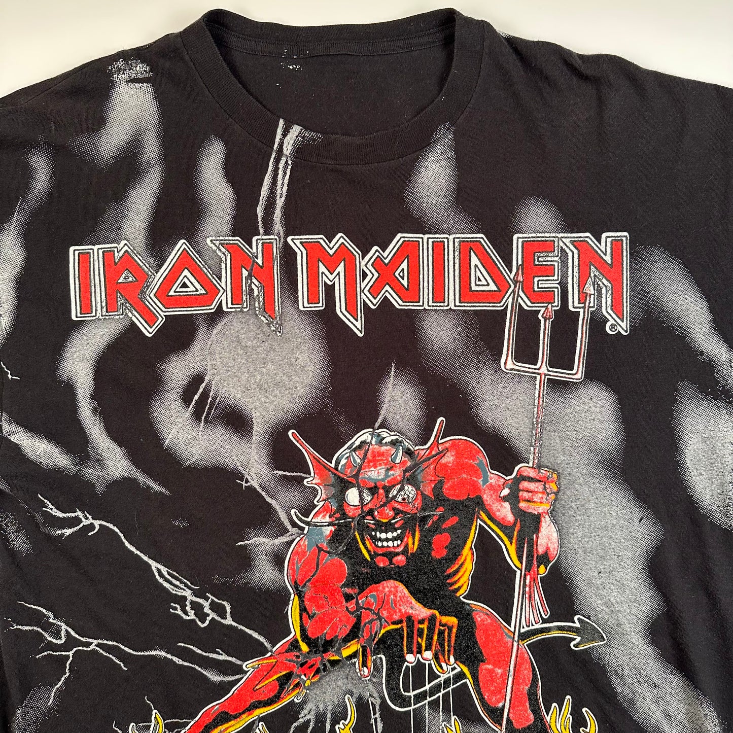 Vintage 90s Iron Maiden Shirt XL All Over Print The Number Of The Beast