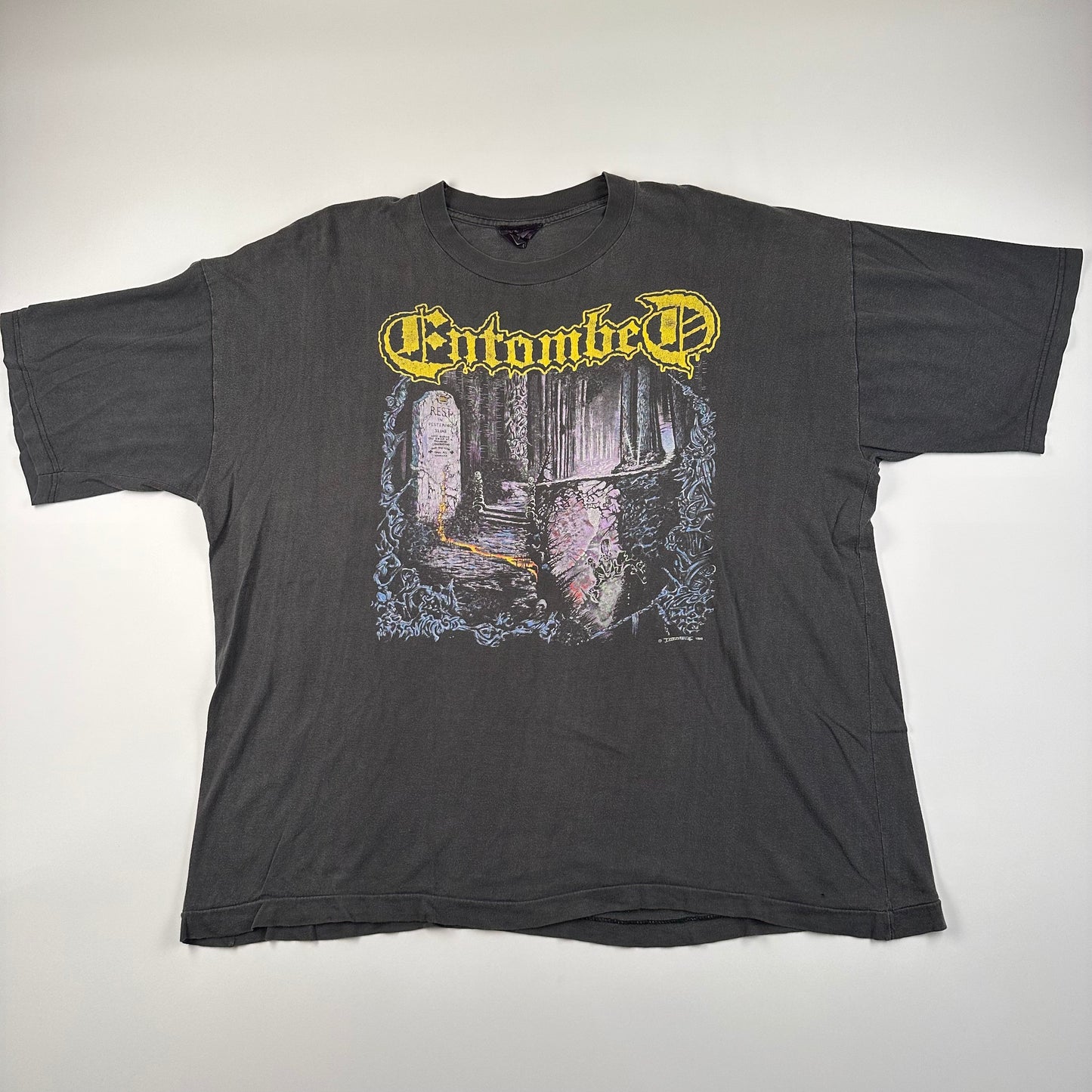 Vintage 1990 Entombed Shirt XL Left Hand Path