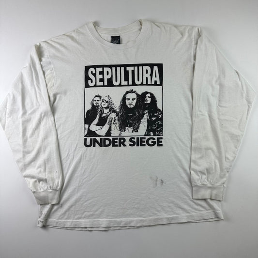 Vintage 90s Sepultura Long Sleeve Shirt XL Under Siege