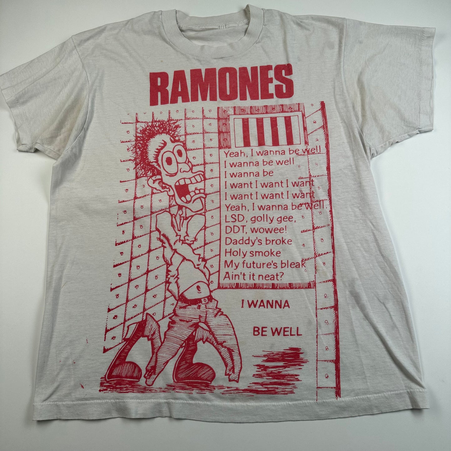 Vintage 80s Ramones Shirt Large I Wanna Be Well