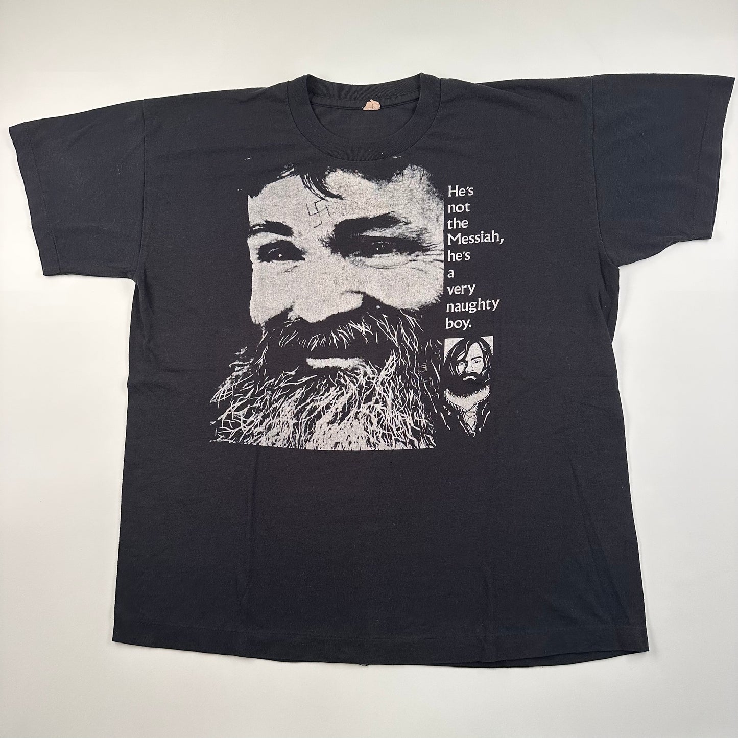 Vintage 90s Charles Manson Shirt XL He's Not The Messiah