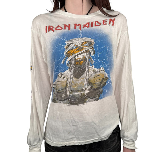 Vintage 1985 Iron Maiden Long Sleeve Shirt Medium World Slavery