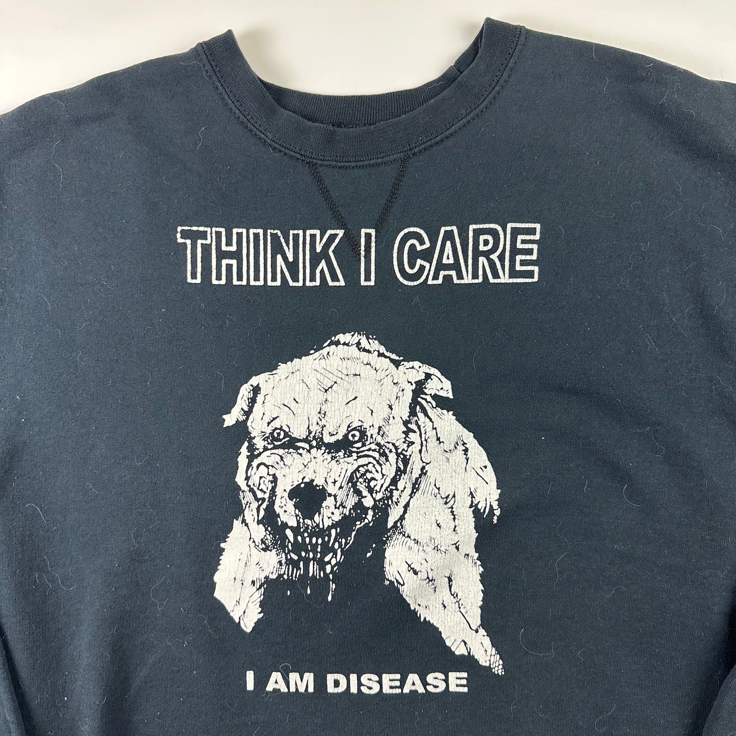 Think I Care Crewneck Sweatshirt Large I Am Disease