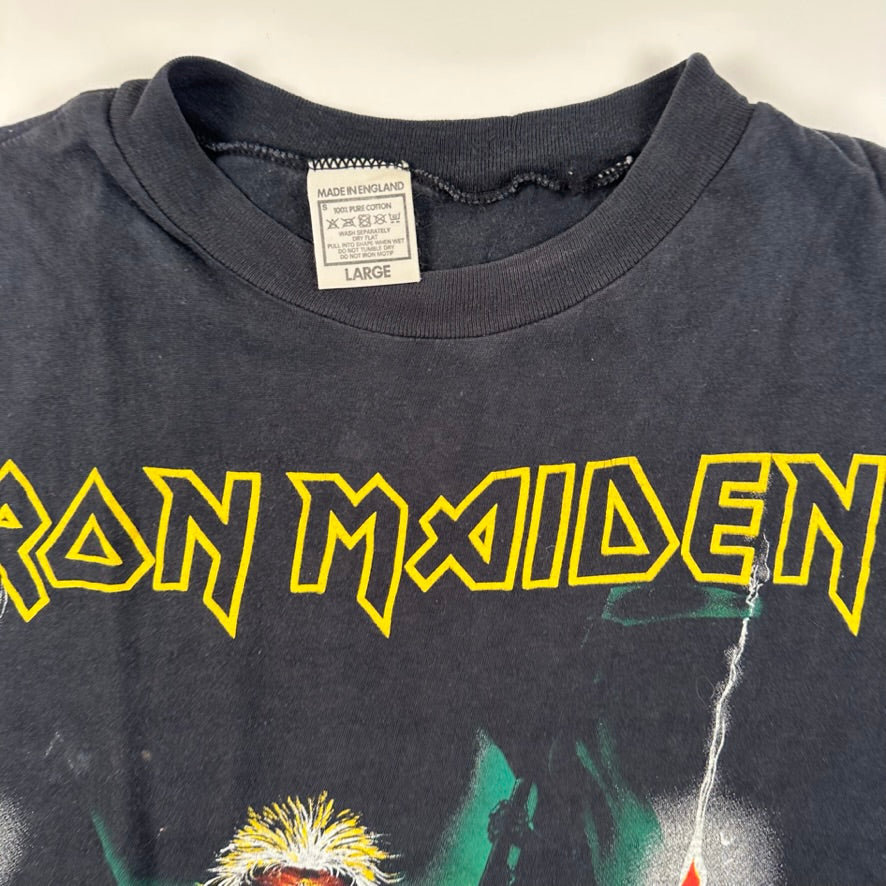 Vintage 1988 Iron Maiden Shirt Cropped Large Seventh Son