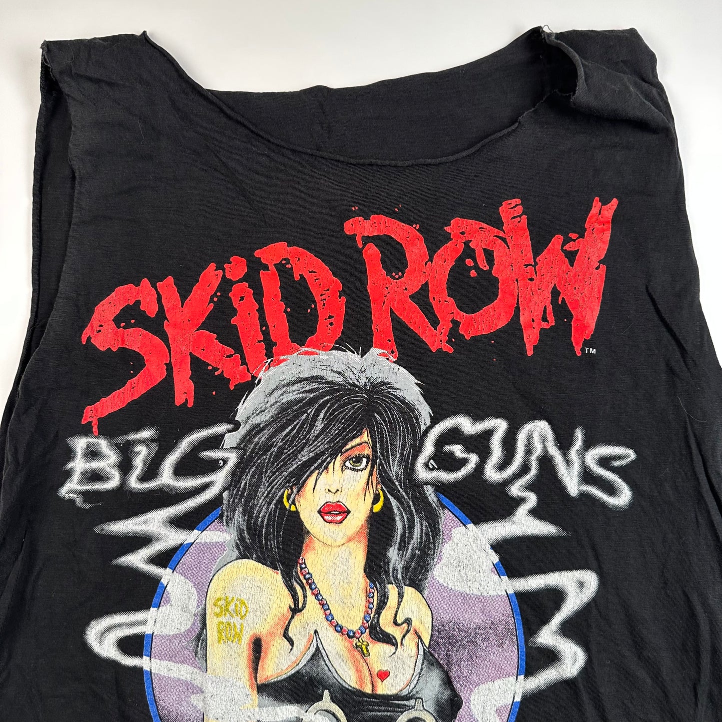 Vintage 1989 Skid Row Sleeveless Shirt Medium Big Guns