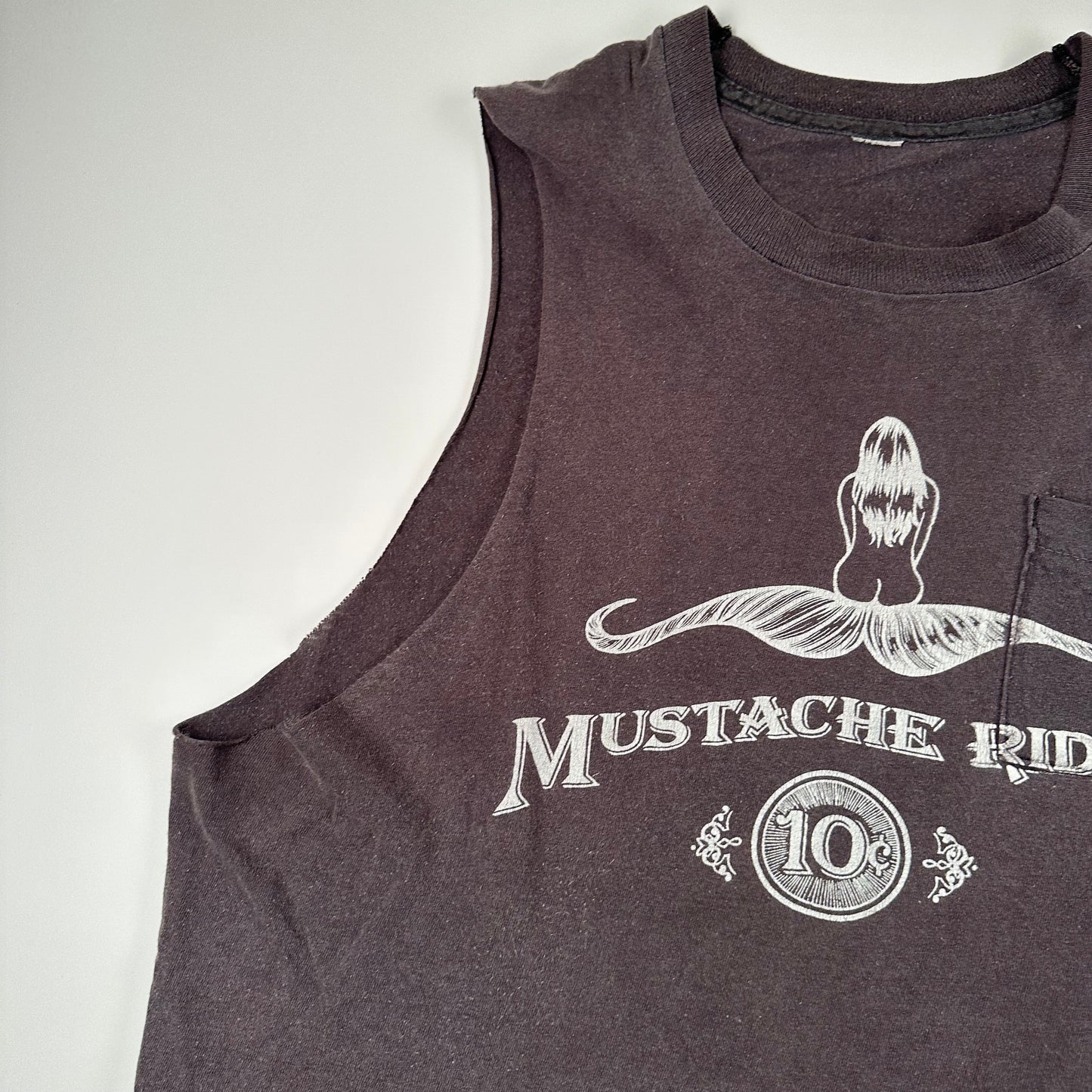 Vintage 70s Mustache Rides Sleeveless Shirt Large Harleys Only