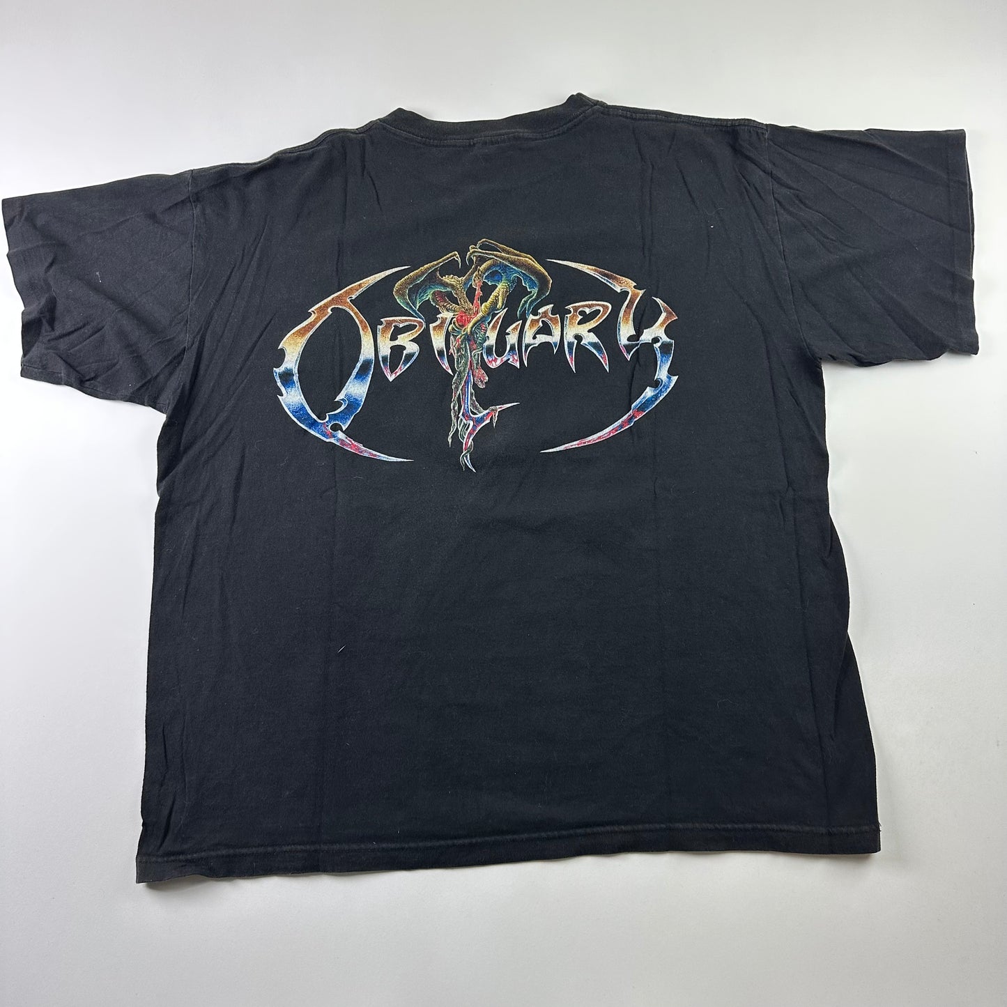 Vintage 90s Obituary Shirt XL Signed