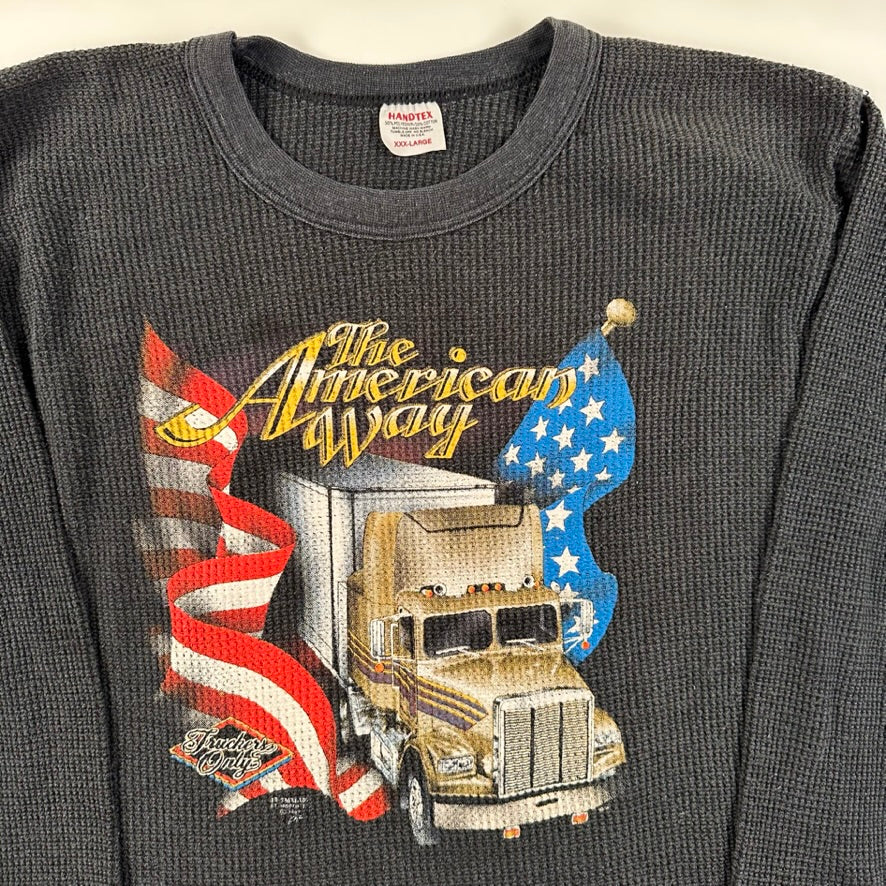 Vintage 80s The American Way Thermal Shirt XXXL 3D Emblem