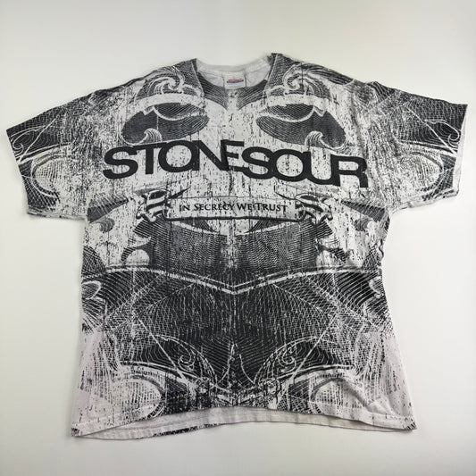 Vintage 2000s Stone Sour Shirt XL All Over Print In Secrecy We Trust