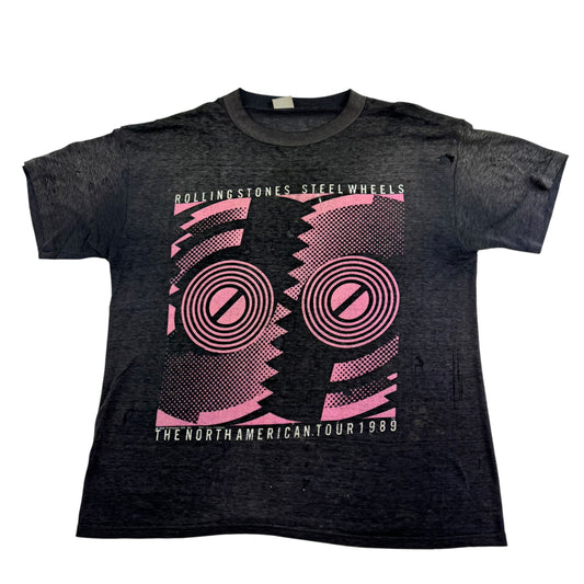 Vintage 1989 Rolling Stones Shirt XL Steel Wheels