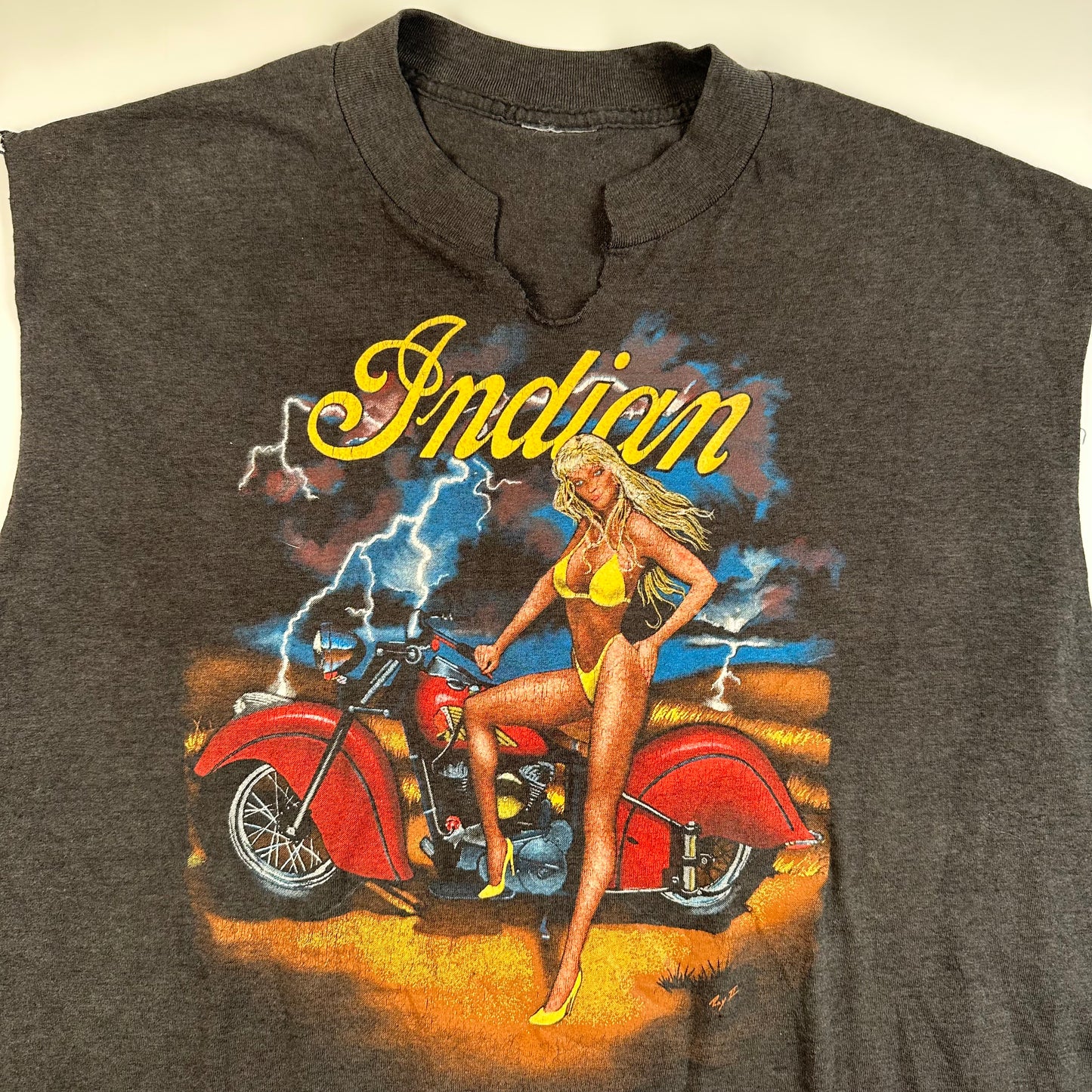 Vintage 1991 Indian Motorcycle Sleeveless Shirt Large