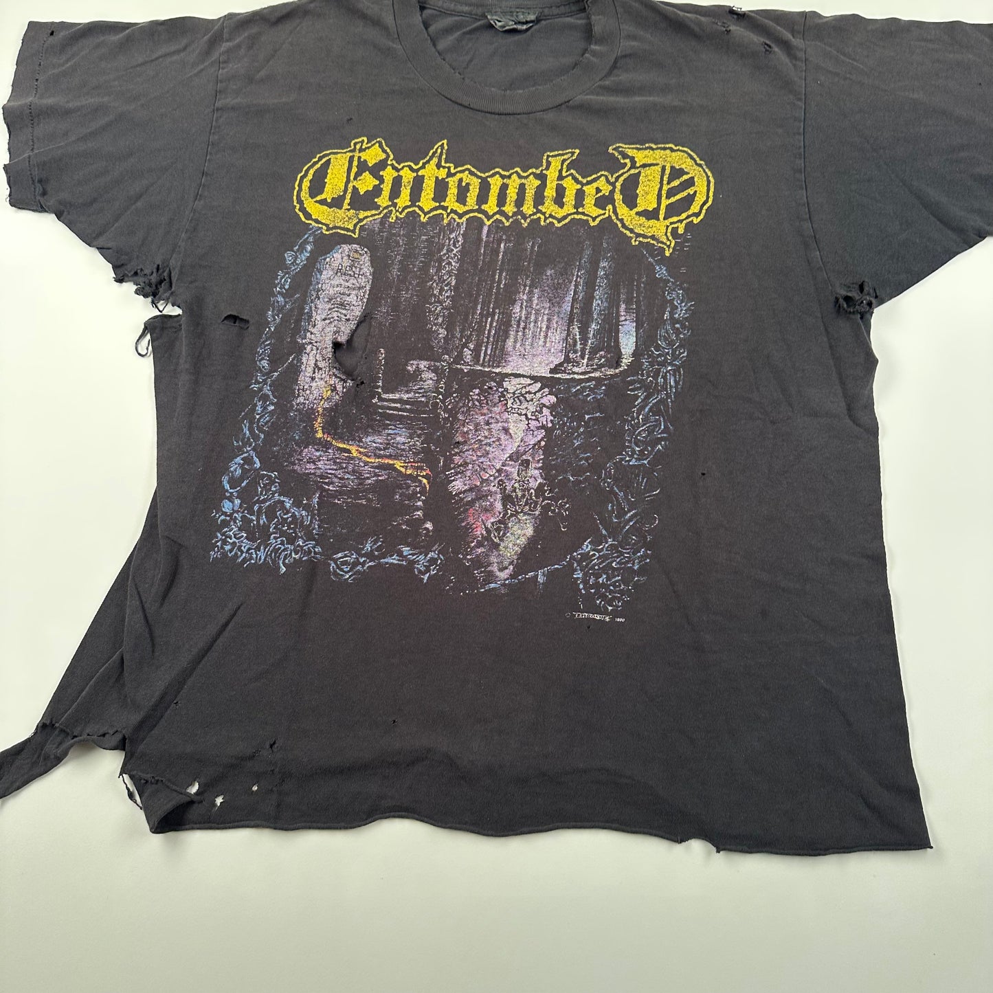 Vintage 1990 Entombed Shirt XL Left Hand Path