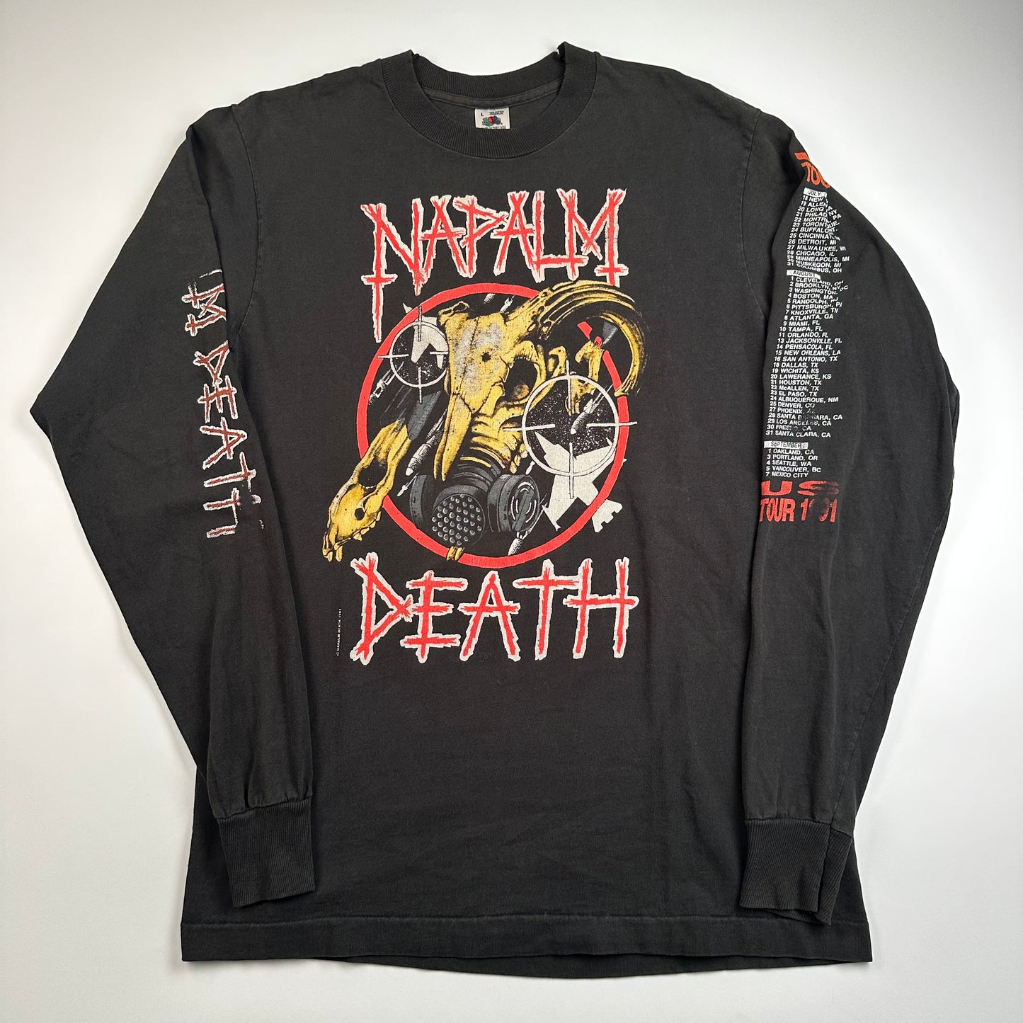 Vintage 1991 Napalm Death Long Sleeve Shirt Large