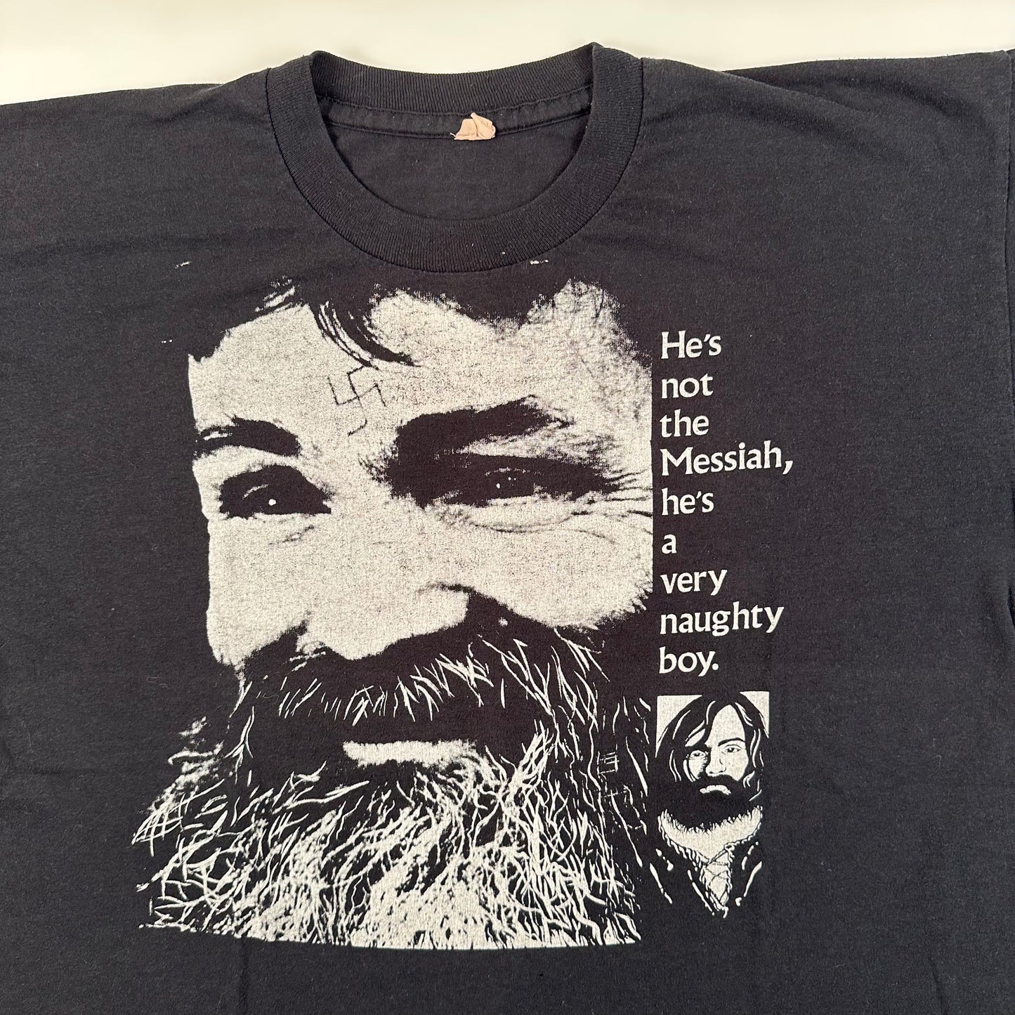 Vintage 90s Charles Manson Shirt XL He's Not The Messiah