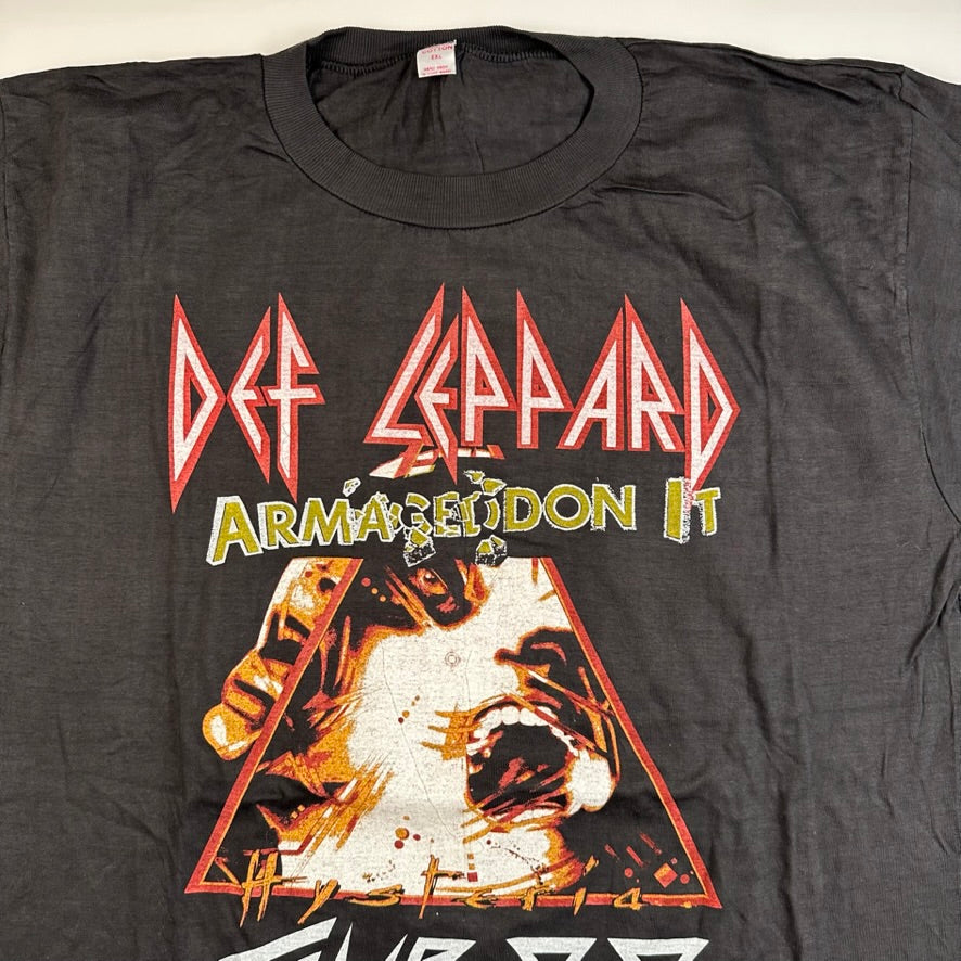 Vintage 1987 Def Leppard Shirt XL DRY ROT Hysteria