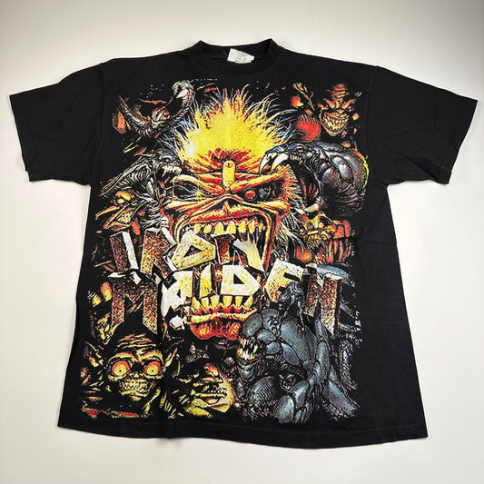 Vintage 90s Iron Maiden Shirt XL All Over Print