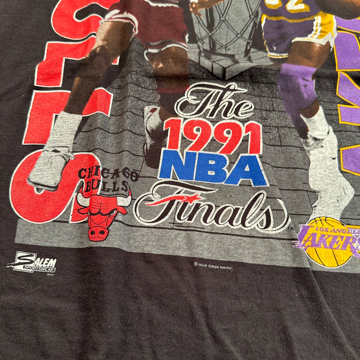 Vintage 1991 NBA Finals Shirt Large Bulls Jordan Lakers Magic Johnson