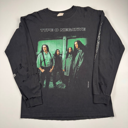 Vintage 90s Type O Negative Long Sleeve Shirt XL Skeleton Crew